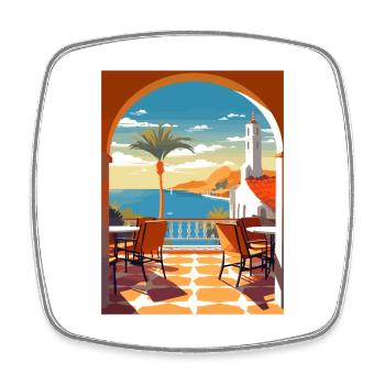 Costa del Sol Spanien Vintage Reiseposter Souvenir - Viereckiger Kühlschrankmagnet - Weiß - Vorne