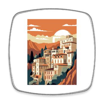 Cuenca Espagne Vintage voyage affiche WPA Souvenir - Magnet carré - blanc - Devant