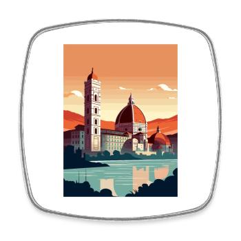Florence Italie Décoration Vintage Voyage Affiche - Magnet carré - blanc - Devant