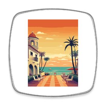 Marbella Spain Deco Vintage Travel Poster Souvenir - Square fridge magnet - white - Front