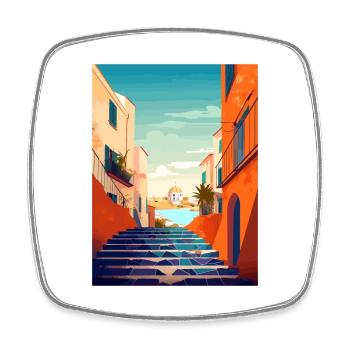 Naples Italy Decoration Vintage Travel Poster WPA - Square fridge magnet - white - Front