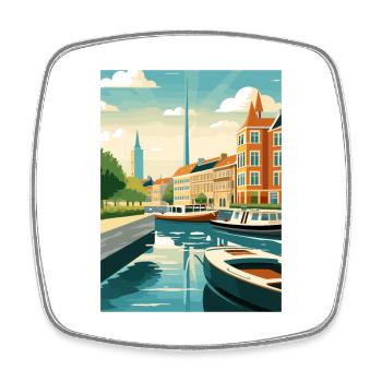 Copenhague Danemark Vintage voyage affiche Souvenir - Magnet carré - blanc - Devant