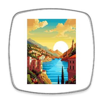 Sicily Italy Decoration Vintage Travel Poster WPA - Square fridge magnet - white - Front