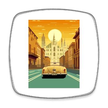 Milan Spain Ibiza Vintage Travel Poster Souvenir - Square fridge magnet - white - Front
