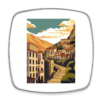Cuenca Espagne Vintage voyage affiche WPA Souvenir - Magnet carré - blanc - Devant