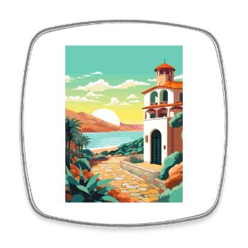 Costa Brava Spanien Vintage Reiseposter Souvenir - Viereckiger Kühlschrankmagnet - Weiß - Vorne
