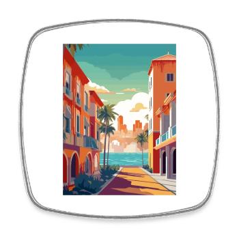 Costa del Sol Spanien Vintage Reiseposter Souvenir - Viereckiger Kühlschrankmagnet - Weiß - Vorne