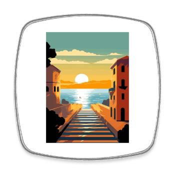 Naples Italy Decoration Vintage Travel Poster WPA - Square fridge magnet - white - Front