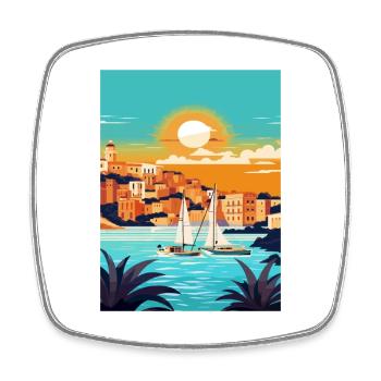 Ibiza Spanien Vintage Reiseposter WPA Souvenir - Viereckiger Kühlschrankmagnet - Weiß - Vorne