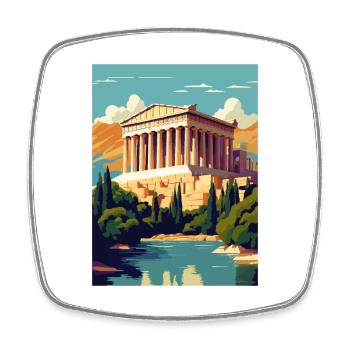 Athens Greece Decoration Vintage Travel Poster WPA - Square fridge magnet - white - Front
