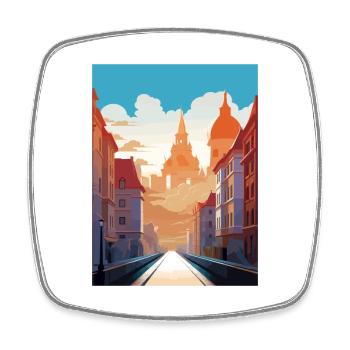 Prague Czech Republic Vintage Travel Poster WPA - Square fridge magnet - white - Front