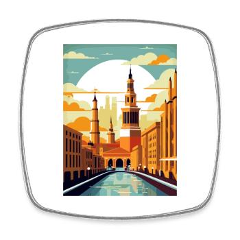 Saragosse Espagne Vintage voyage affiche WPA Souvenir - Magnet carré - blanc - Devant