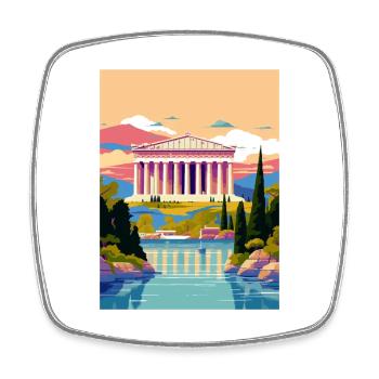 Athens Greece Decoration Vintage Travel Poster WPA - Square fridge magnet - white - Front