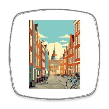 Copenhague Danemark Vintage voyage affiche Souvenir - Magnet carré - blanc - Devant