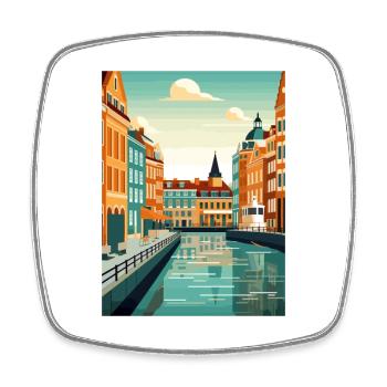 Copenhague Danemark Vintage voyage affiche Souvenir - Magnet carré - blanc - Devant