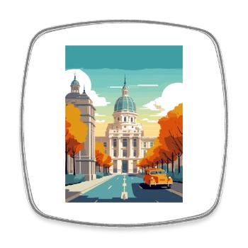 Madrid Spanien Vintage Reiseposter WPA Souvenir - Viereckiger Kühlschrankmagnet - Weiß - Vorne
