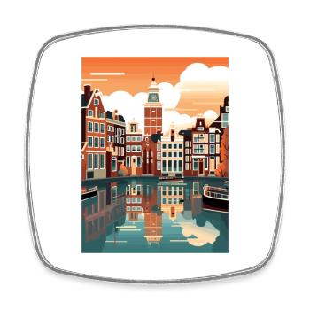 Amsterdam Netherlands Vintage Travel Poster WPA - Square fridge magnet - white - Front