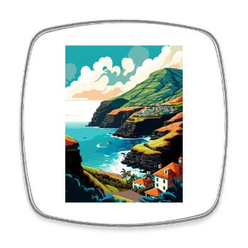 Azores Portugal Vintage Travel Poster WPA Souvenir - Square fridge magnet - white - Front