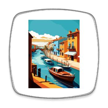 Costa Nova Portugal Vintage Reiseposter Souvenir - Viereckiger Kühlschrankmagnet - Weiß - Vorne