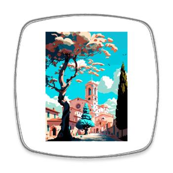 Llagostera Spain Vintage Travel Poster Souvenir - Square fridge magnet - white - Front