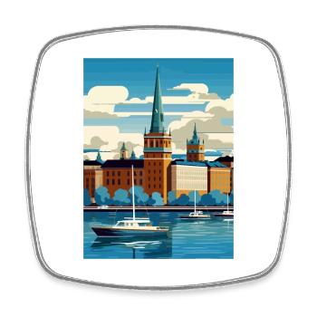 Stockholm Suède suédois Vintage voyage affiche WPA - Magnet carré - blanc - Devant