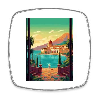 Sicily Italy Decoration Vintage Travel Poster WPA - Square fridge magnet - white - Front