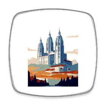 Saint-Jacques-de-Compostelle Espagne Affiche de voyage Vintage - Magnet carré - blanc - Devant