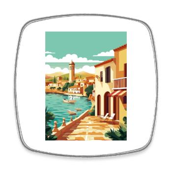 Costa Brava Spanien Vintage Reiseposter Souvenir - Viereckiger Kühlschrankmagnet - Weiß - Vorne