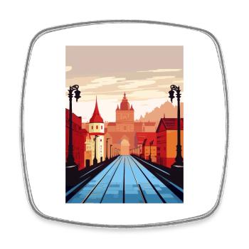 Prag Tschechische Republik Vintage Reiseposter WPA - Viereckiger Kühlschrankmagnet - Weiß - Vorne