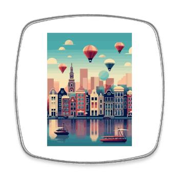 Amsterdam Netherlands Vintage Travel Poster WPA - Square fridge magnet - white - Front