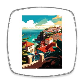 São Miguel Portugal Vintage Reiseposter Souvenir - Viereckiger Kühlschrankmagnet - Weiß - Vorne