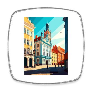 Czestochowa Pologne Vintage voyage affiche Souvenir - Magnet carré - blanc - Devant