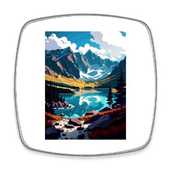 Tatry Pologne Vintage voyage affiche WPA Souvenir - Magnet carré - blanc - Devant