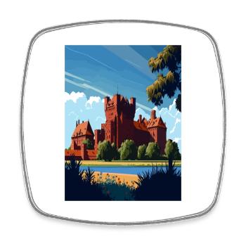Malbork Castle Poland Vintage Travel Poster WPA - Square fridge magnet - white - Front