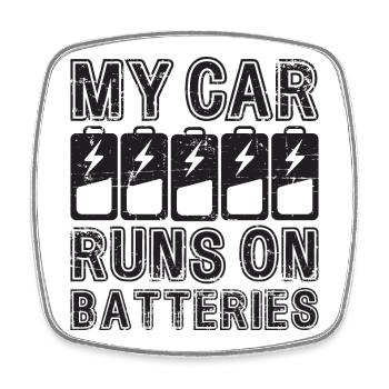 My Car Runs On Batteries eCar Electric Car - Square fridge magnet - white - Front