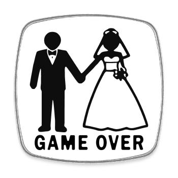 Bride and groom game over - Square fridge magnet - white - Front