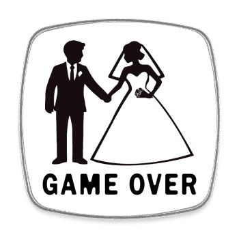 Jeunes mariés Game Over Mariage - Magnet carré - blanc - Devant