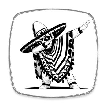 Poncho Mexicain Festif avec Dab - Magnet carré - blanc - Devant