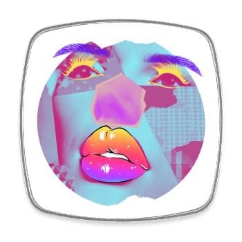 Pop Art bright collage - Square fridge magnet - white - Front