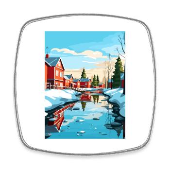 Oulu Finland Vintage Travel Poster WPA Souvenir - Square fridge magnet - white - Front