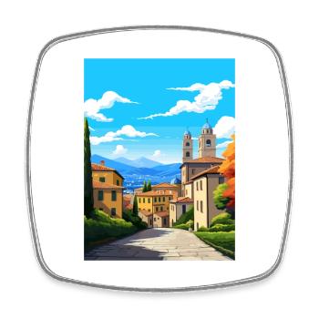 Bergamo Italien Vintage Reiseposter WPA Souvenir - Viereckiger Kühlschrankmagnet - Weiß - Vorne