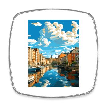 Tampere Finland Vintage Travel Poster WPA Souvenir - Square fridge magnet - white - Front