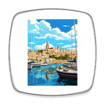 San Antonio Spain Vintage Travel Poster Souvenir - Square fridge magnet - white - Front