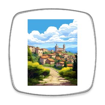 Bergamo Italien Vintage Reiseposter WPA Souvenir - Viereckiger Kühlschrankmagnet - Weiß - Vorne