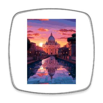 St. Peter S Basilika Italien Vintage Reiseposter - Viereckiger Kühlschrankmagnet - Weiß - Vorne