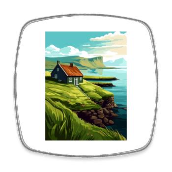 Faroe Island Denmark The Islands Travel Poster - Square fridge magnet - white - Front