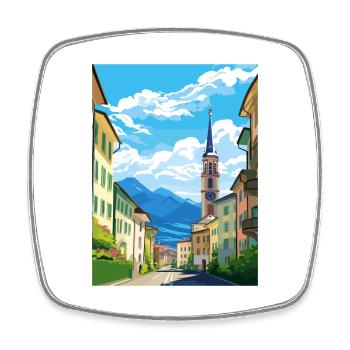 Bozen Italien Vintage Reiseposter WPA Souvenir - Viereckiger Kühlschrankmagnet - Weiß - Vorne