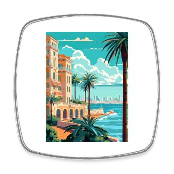Cote D Azur Frankreich Vintage Reiseposter Souvenir - Viereckiger Kühlschrankmagnet - Weiß - Vorne