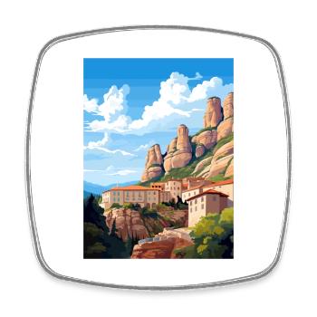 Montserrat Spain Vintage Travel Poster Souvenir - Square fridge magnet - white - Front