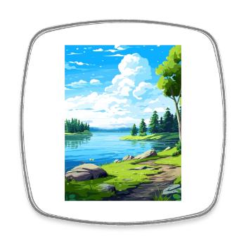 Lake Sainte Croix Deko Vintage Reiseposter WPA - Viereckiger Kühlschrankmagnet - Weiß - Vorne